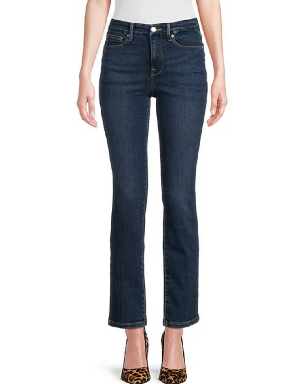 Good American High Rise Straight Stretch Jeans Dark Wash Size 2/26